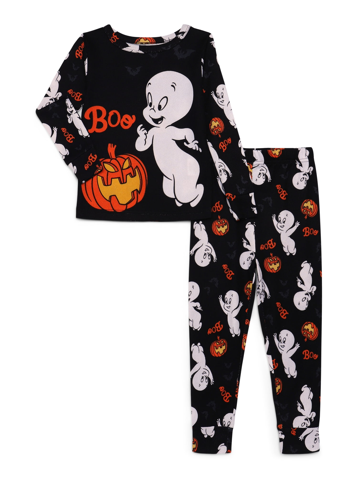 Casper the Friendly Ghost Toddlers' Halloween Glow In The Dark Pajama Top and Pants Set, 2-Piece, Sizes 12M-5T