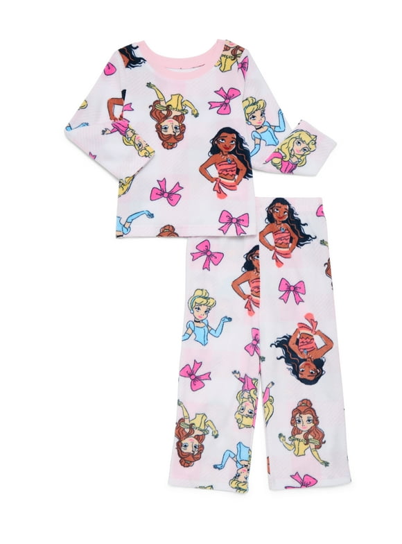 Disney Princess Toddler Girls Microfleece Pajama Top and Pants Set, 2-Piece, Sizes 12M-5T