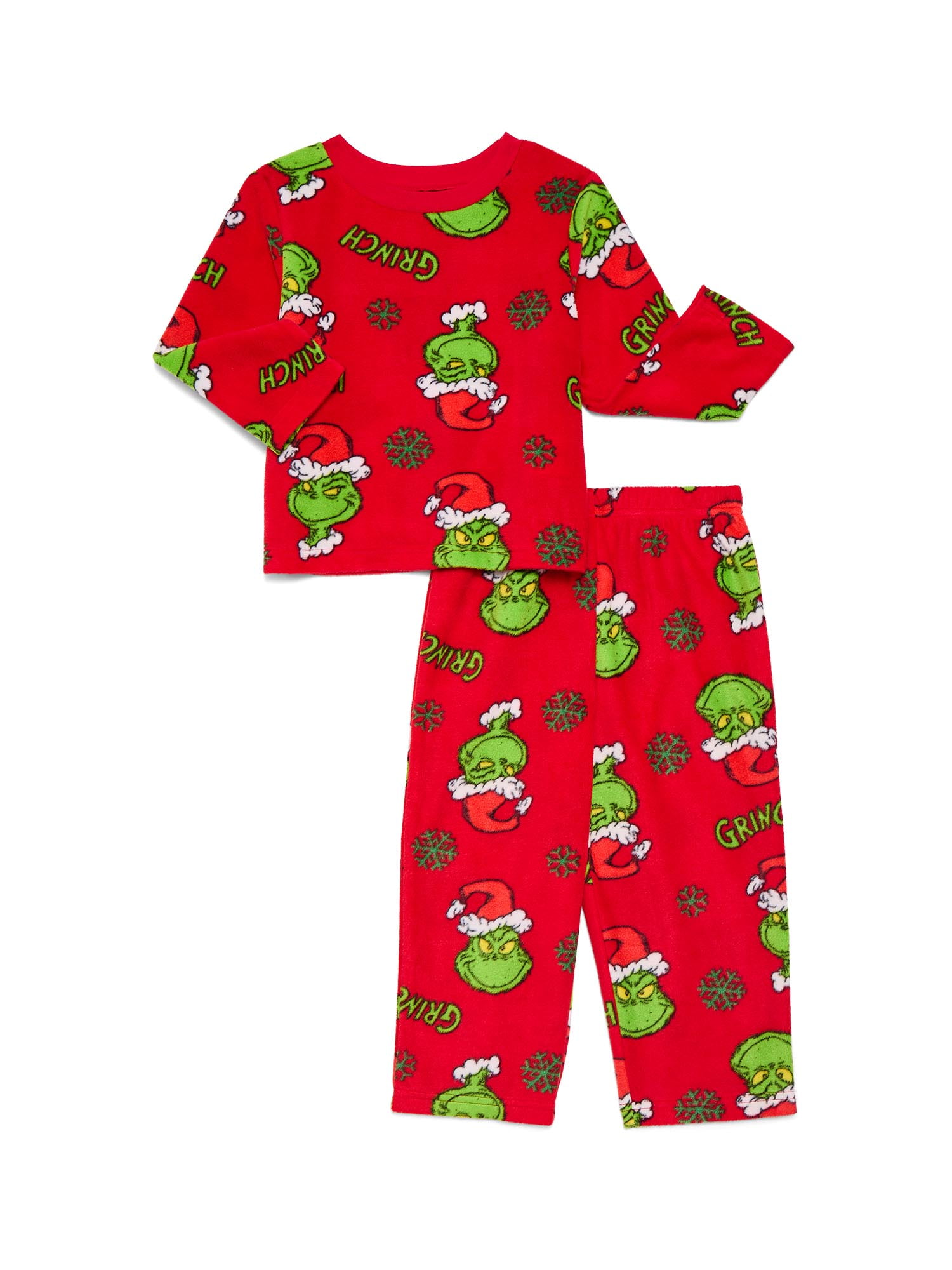 Dr Suess The Grinch Unisex Toddler Microfleece Pajama Top and Pants Set, 2-Piece, Sizes 12M-5T