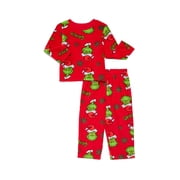 Dr Suess The Grinch Unisex Toddler Microfleece Pajama Top and Pants Set, 2-Piece, Sizes 12M-5T