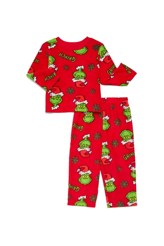 Dr Suess The Grinch Unisex Toddler Microfleece Pajama Top and Pants Set, 2-Piece, Sizes 12M-5T