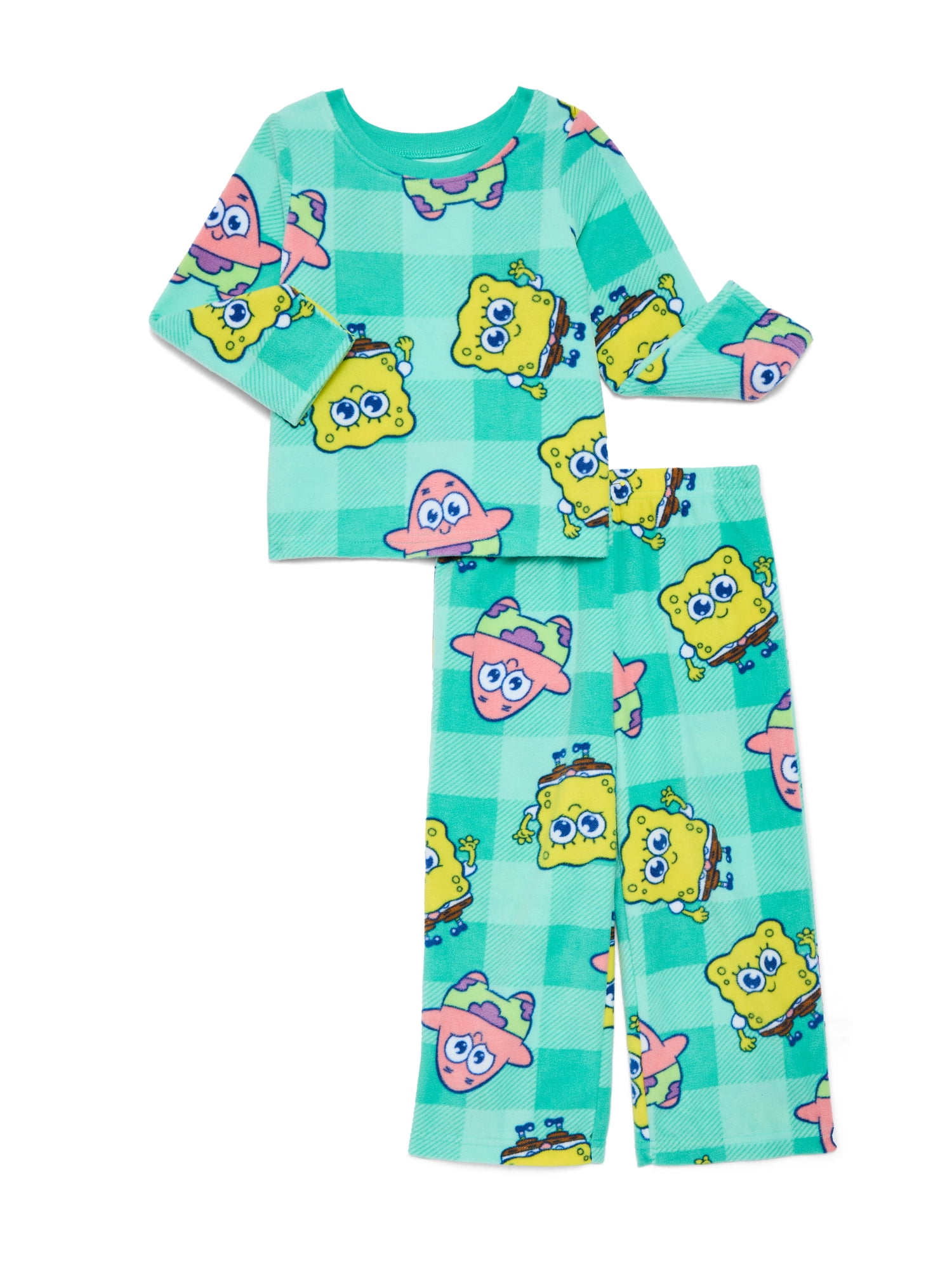 SpongeBob SquarePants Unisex Toddler Microfleece Pajama Top and Pants Set, 2-Piece, Sizes 12M-5T