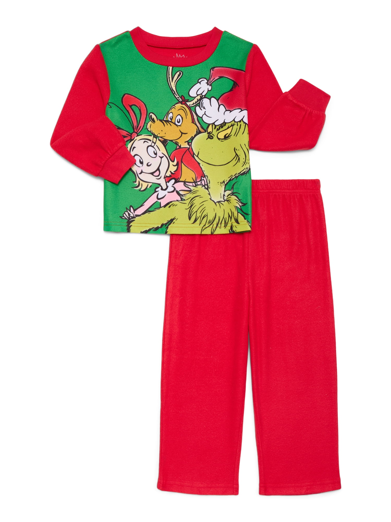 Walmart Saving of  How The Grinch Stole Christmas Toddler Boys or Girls Long Sleeve Top and Pants Pajama Set, 2-Piece, Sizes 12M-5T
