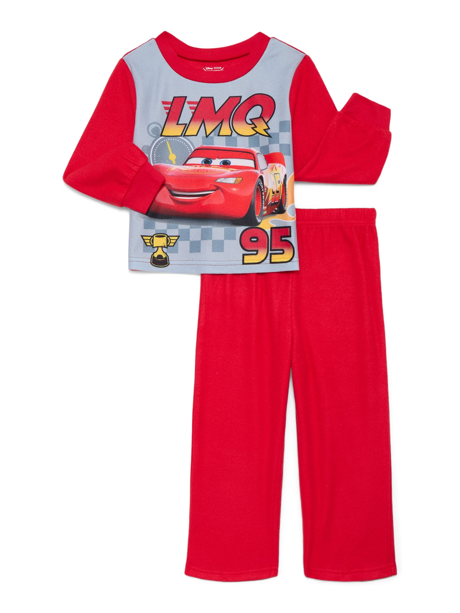 Walmart Saving of  Disney Pixar Cars Toddler Boys Long Sleeve Top and Pants Pajama Set, 2-Piece, Sizes 12M-5T