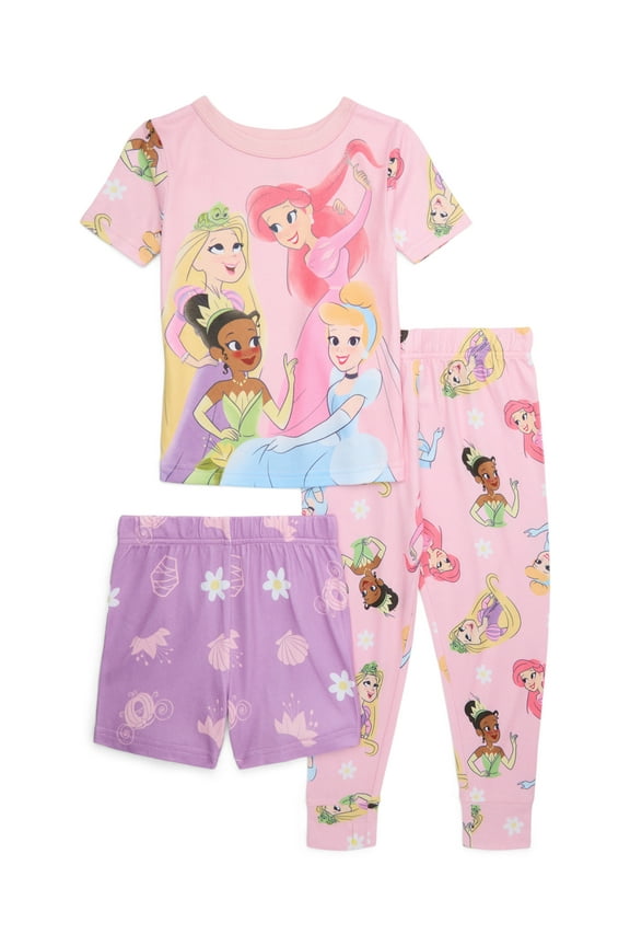 Disney Princess Toddler Girls Top, Pants and Shorts Pajama Set, 3-Piece, Sizes 12M-5T