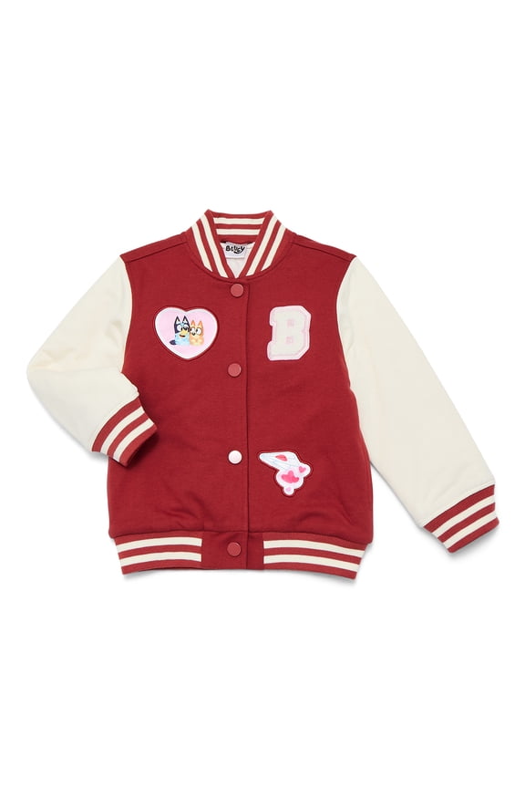 Bluey Toddler Girls Varsity Jacket, Sizes 2T-5T