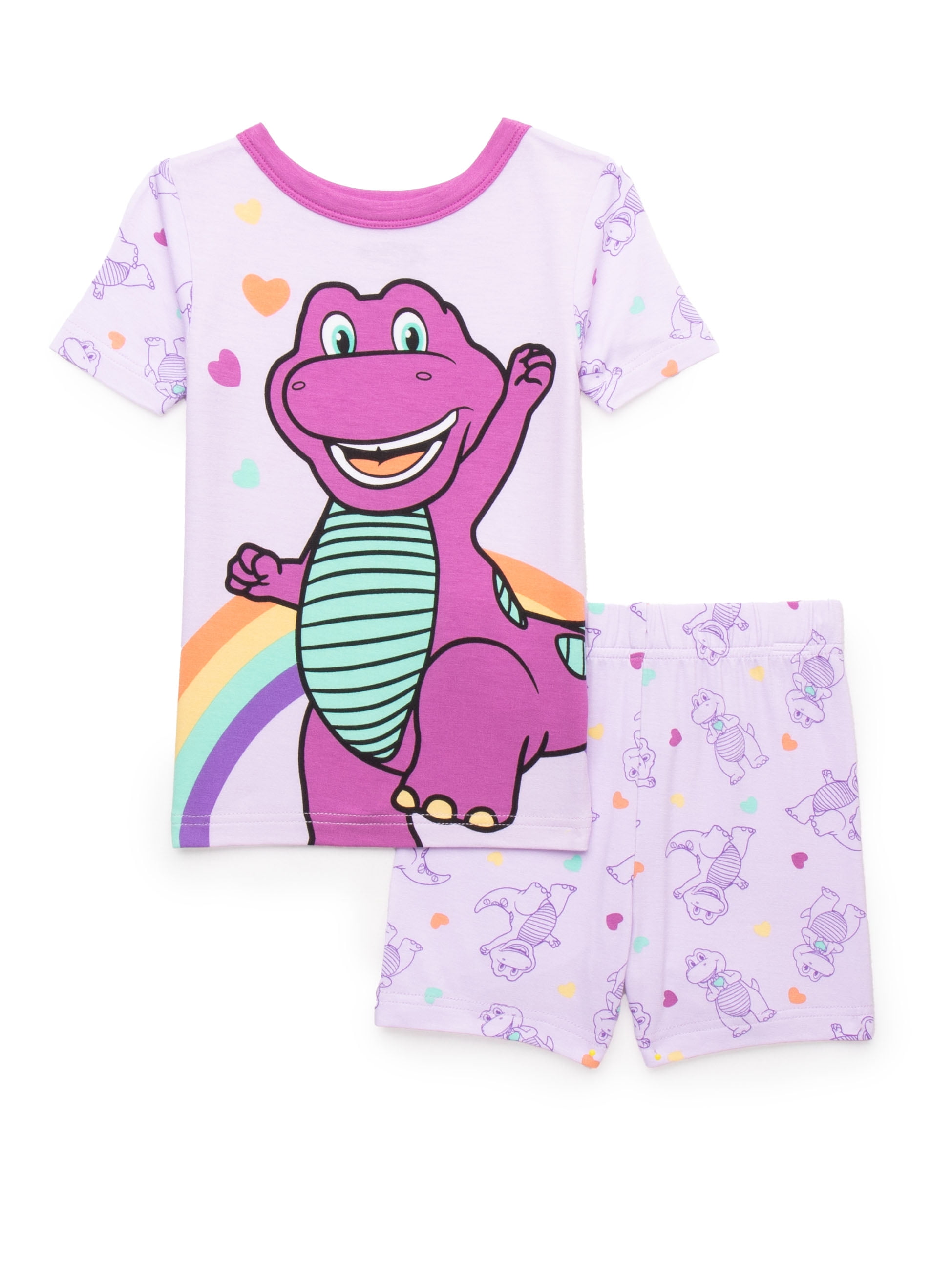 Barney Toddler Tee and Shorts Pajama Set, 2-Piece, Polyester