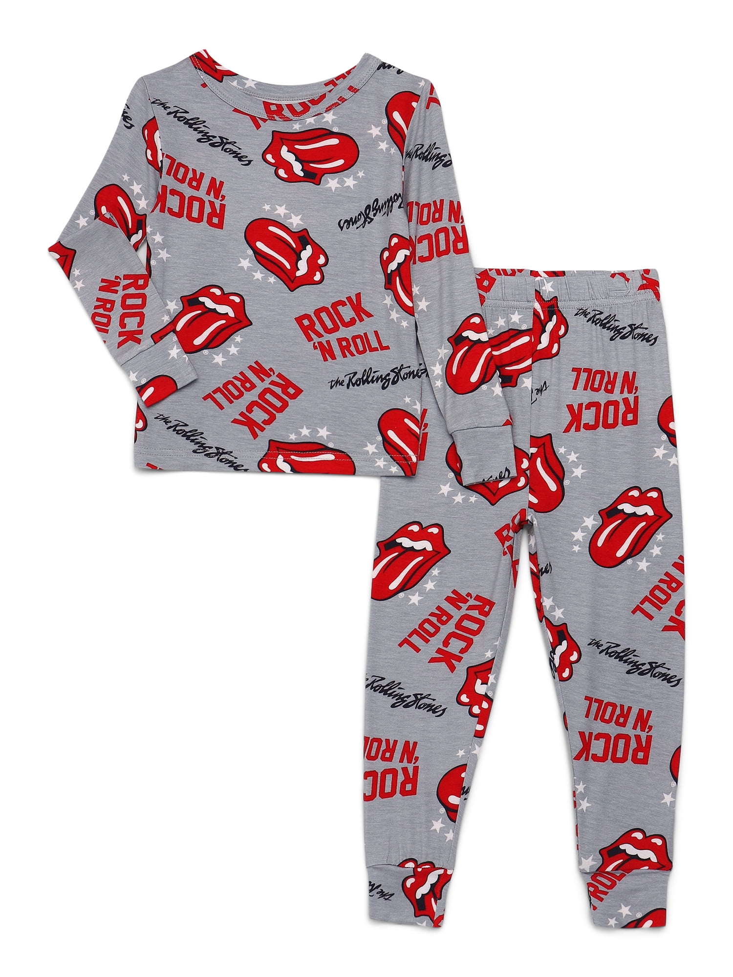 The Rolling Stones Toddler Unisex Long Sleeve Top and Pants, 2-Piece Pajama Set, Size 12M-5T