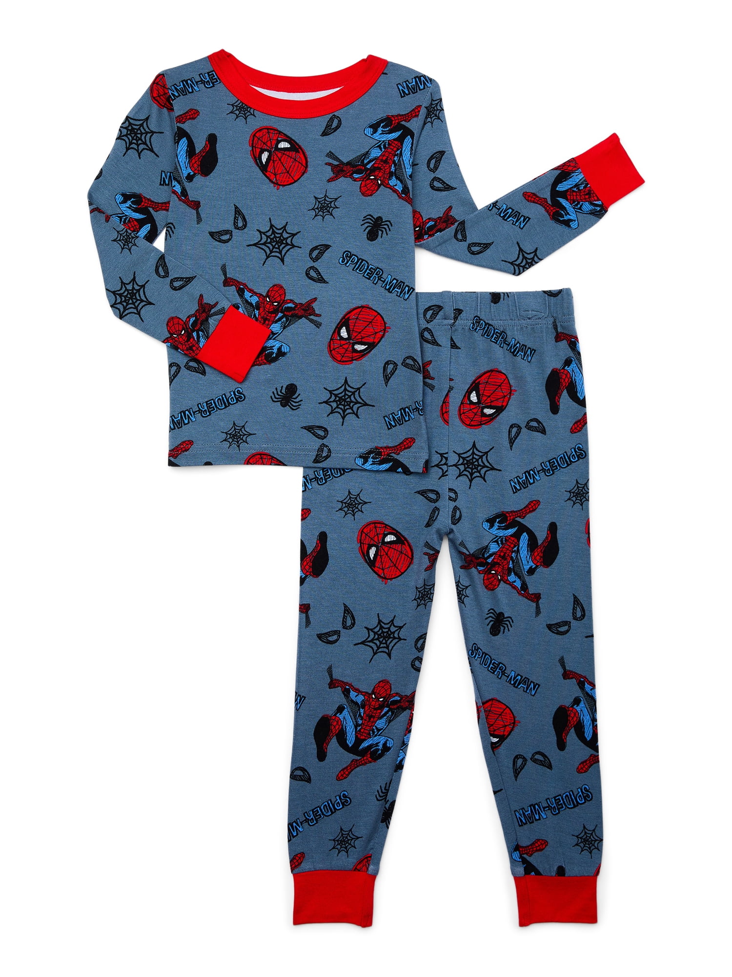 Spiderman Toddler Unisex Long Sleeve Top and Pants, 2-Piece Pajama Set, Size 12M-5T