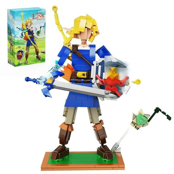 Character model building block set with three types of weapons including sword, shield, bow and arrows, a decoration loved by game enthusiasts, the best gift choice 467pcs
