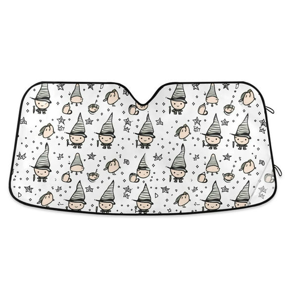 Character with Hat Car Windshield Sun Shade Foldable Car Front Window Visor Heat and UV Protection 53x23.5