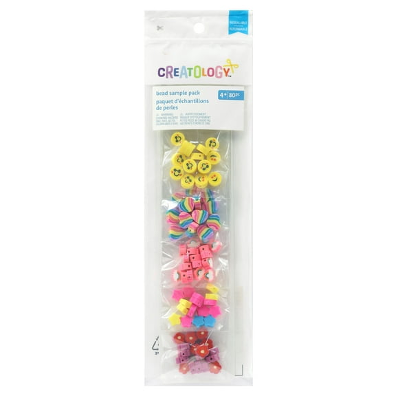 Characters Clay Bead Sample Pack by Creatology  Assorted Emoji - Heart - Star & Rainbow PVC Clay Beads for Kids Jewelry & Crafts - 12 Pack