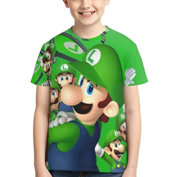 Characters Luigi's Mansion Teen T Shirts Unisex Crewneck Short Sleeve T-Shirt Tees Top For Boys Girls Youth Kids X-Small
