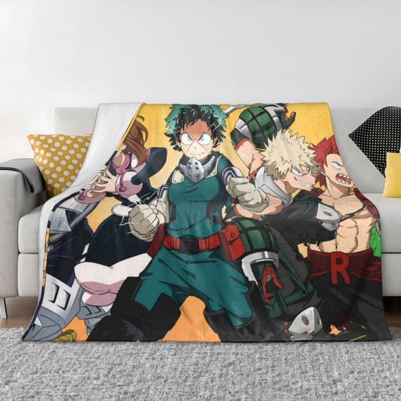 Characters My Hero Academia Flannel Blanket Ultra-Soft Micro Fleece Throw Blanket For Bed Sofa Couch Car Office Unisex Adult Fuzzy Bed Blanket Cozy Kids Throw Blanket 50"x40"
