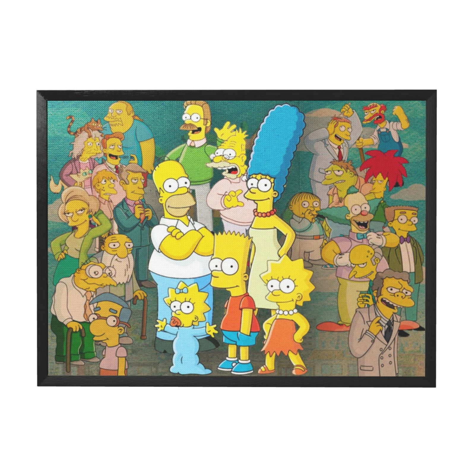 Characters The Simpsons Decorative Painting Black Frame Canvas Decor ...