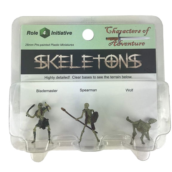 Role 4 Initiative Characters of Adventure - Skeletons Group Blademaster, Spearman, Wolf for D&D or Pathfinder