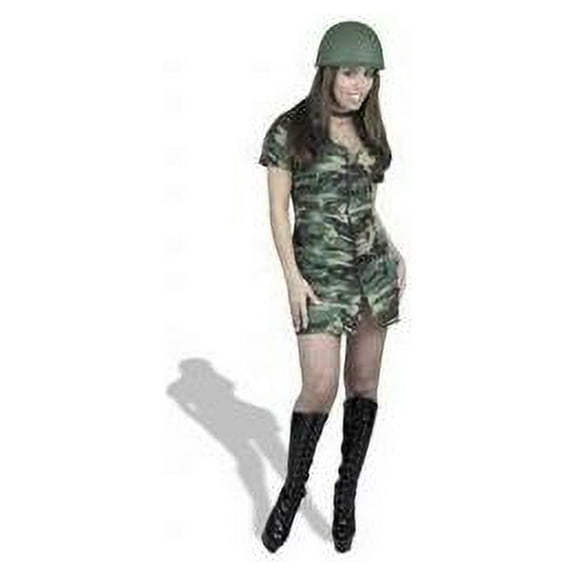 Charades Costumes 127434 GI Gal Double Zip Dress Adult Costume - Green - Large - Helmet NOT Included