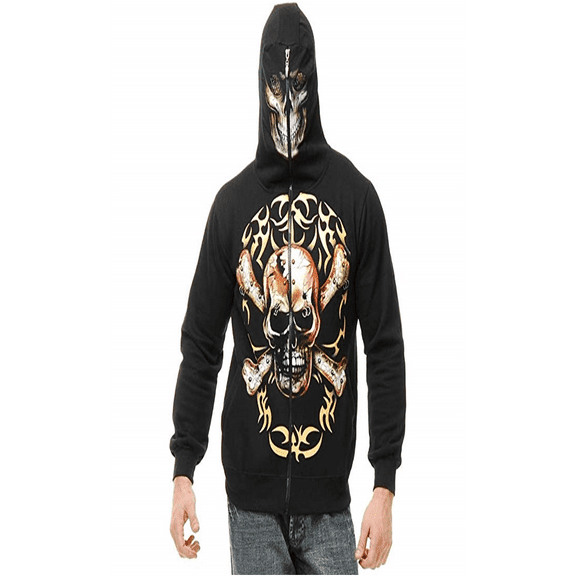 Charades Costumes New Men's Teen 36-38 Skull And Cross Bones Costume Hoodie Sweatshirt