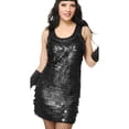 thumbnail image 1 of Women's XL 14-16 Black Roaring 20s Big-Sequin Flapper Costume Dress, 1 of 2