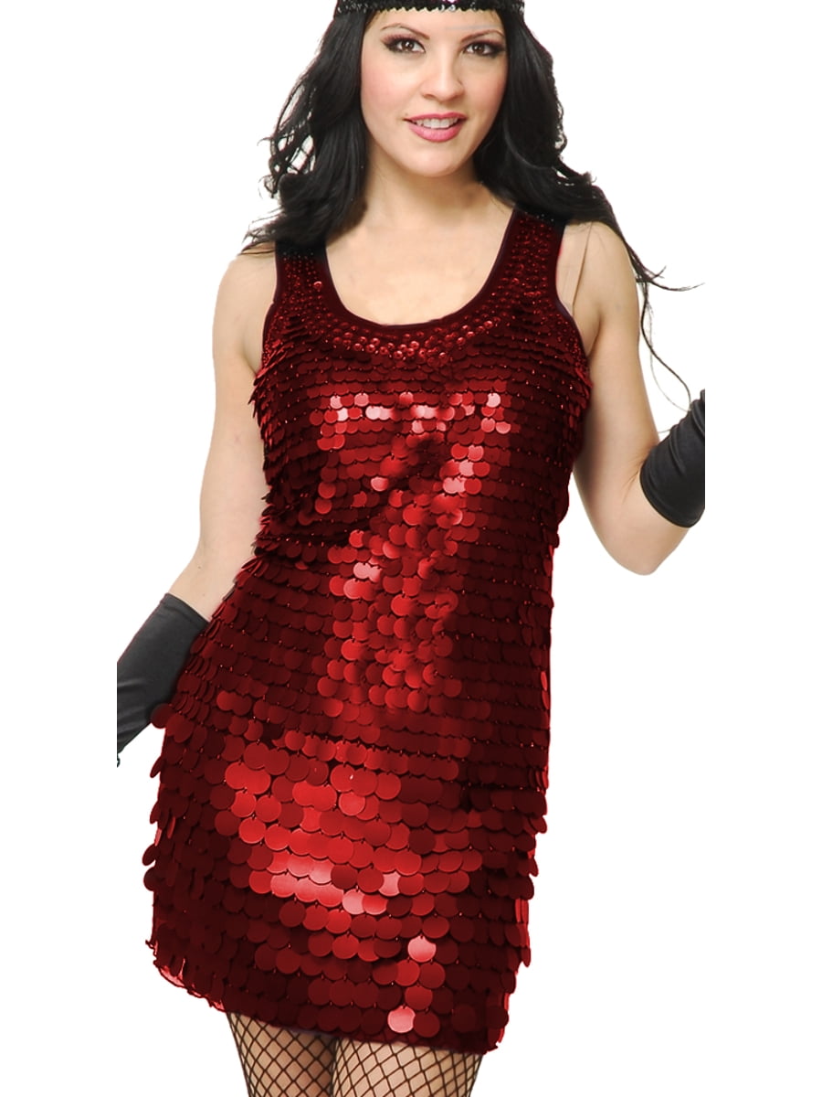 Charades Costumes Women's XL 1416 Red Roaring 20s BigSequin Flapper