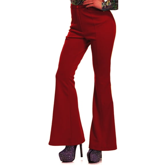 Charades Costumes Womens 70s High Waisted Flared Red Disco Pants Accessory Size Small 5-7