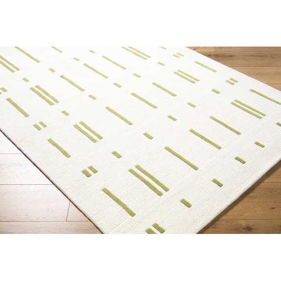 Charan Contemporary Area Rug - Ivory, Olive - 2' x 3'