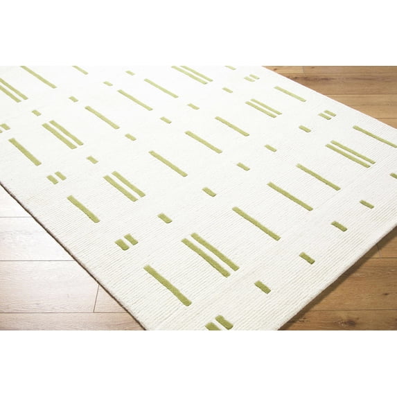 Charan Contemporary Area Rug - Ivory, Olive - 5' x 7'6"
