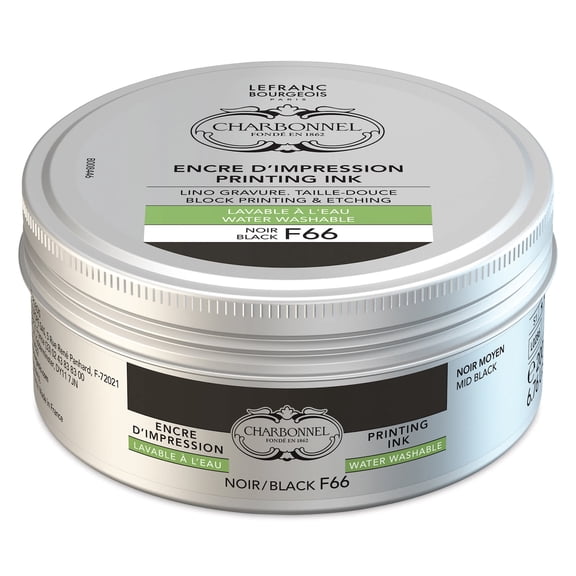 Charbonnel Water Washable Printing Ink - Black F66, 200 ml