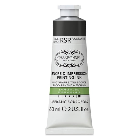 Charbonnel Water Washable Printing Ink - Black RSR, 60 ml