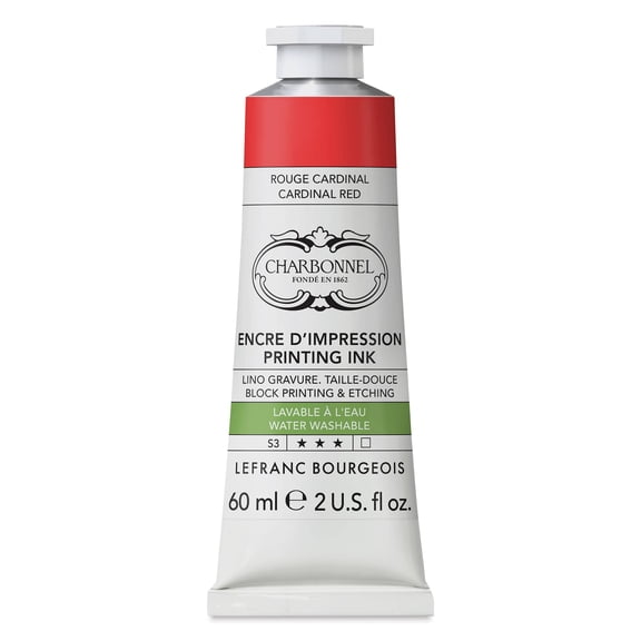 Charbonnel Water Washable Printing Ink - Cardinal Red, 60 ml