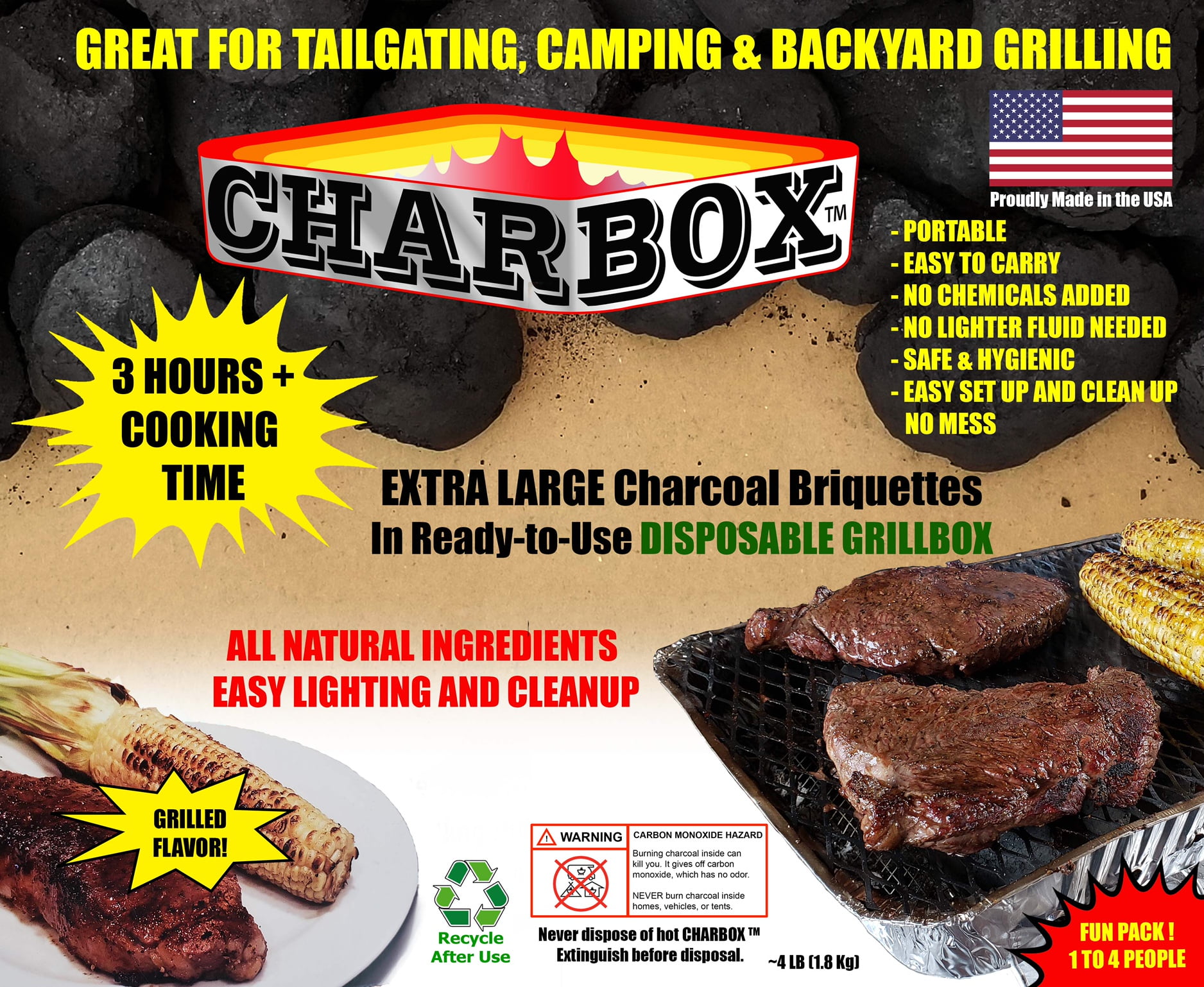 Charbox Recyclable Green Charcoal BBQ Grill Disposable, Portable