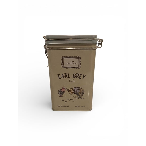 Charbrew Earl Grey Tea, Black Tea Bags in Metal Tin, 60 Tea Bags, 4.2 oz