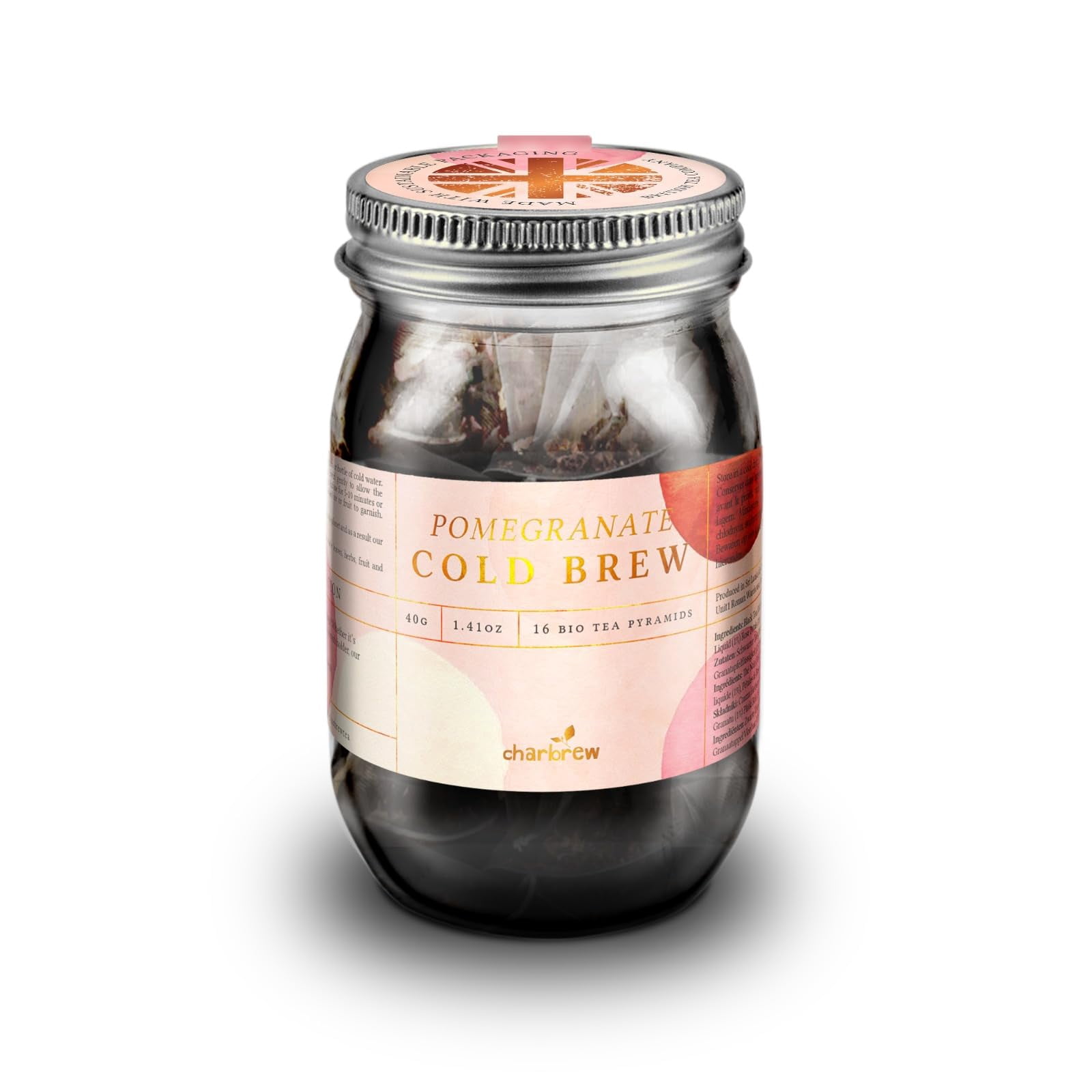 Charbrew Pomegranate Cold Brew Tea Blend – 16 Compostable Fine Mesh ...