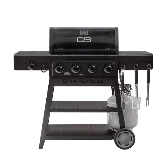 Charbroil Gas Grill, Performance Series FlavorMax 4 Burner Grill with Side Burner, Black