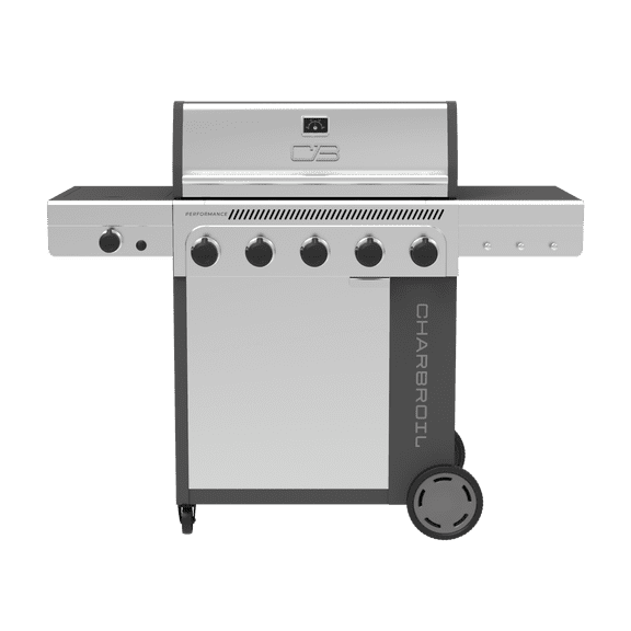 Charbroil Performance Series FlavorMax 5 Burner Gas Grill Cabinet with Side Burner Gray Stainless