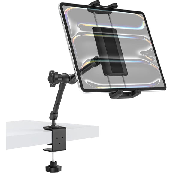 Charchendo Tablet Stand for Desktop, 360    Rotating iPad Holder - Multi-Angle Aluminum Adjustable & Foldable Desk Mount, Compatible with 4-15.6'' iPad Pro/Air/Mini, iPhones, Galaxy Z, E-Book