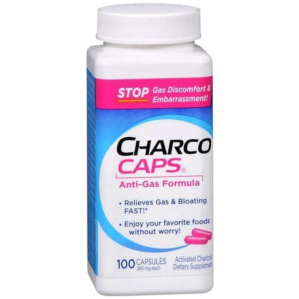 CharcoCaps AntiGas Formula Dietary Supplement 100 Capsules