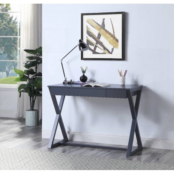 Charcoal 1-Drawer Console Table with Reliable X-Shape Construction