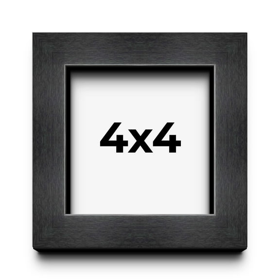 Charcoal 4x4 Small Shadow Box Picture Wooden Frame with White Acid-Free Backing UV Acrylic &