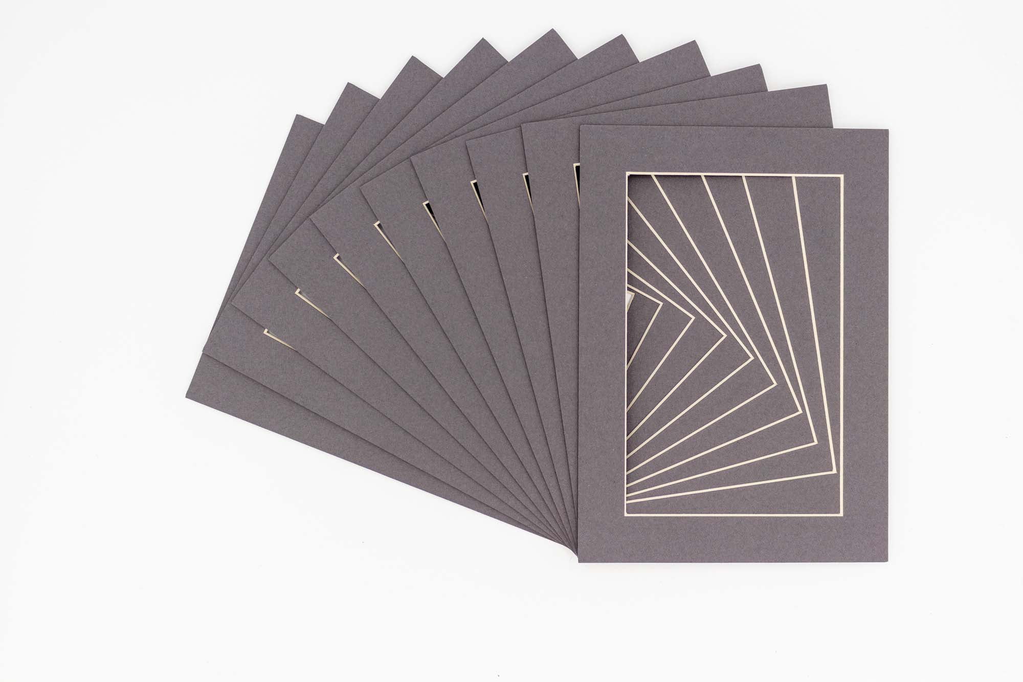 Charcoal Acid Free 11x14 Picture Frame Mats with White Core Bevel Cut for 8x10 Pictures Fits