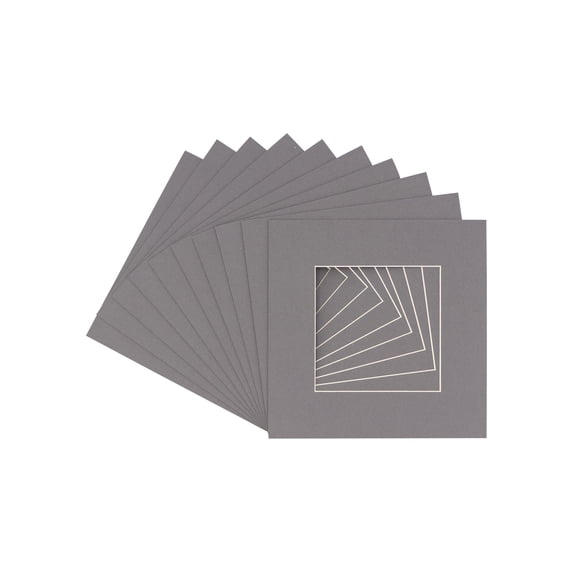 Charcoal Acid Free 16x16 Picture Frame Mats with White Core Bevel Cut for 12x12 Pictures - Fits