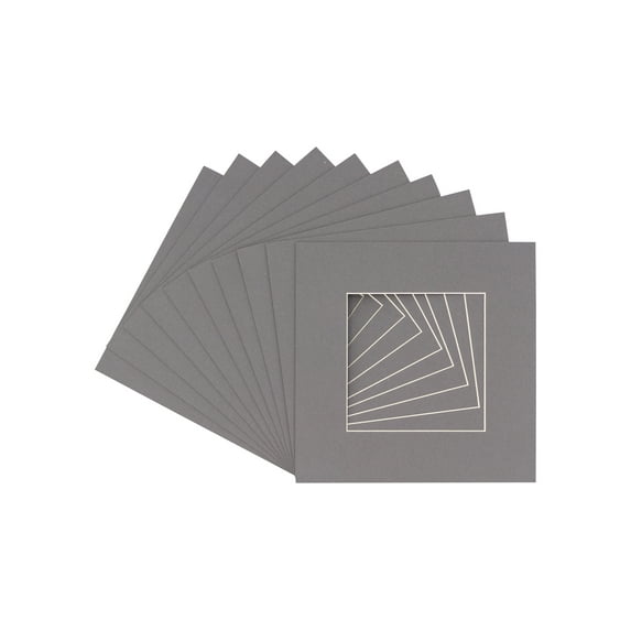 Charcoal Acid Free 16x16 Picture Frame Mats with White Core Bevel Cut for 8x8 Pictures - Fits 16x16