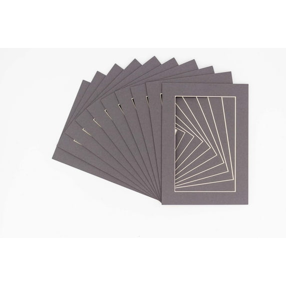 Charcoal Acid Free 18x24 Picture Frame Mats with White Core Bevel Cut for 12x18 Pictures - Fits