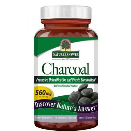 Nature’s Answer Activated Charcoal Capsules 560 mg, Vegan, Gluten-Free, 90 Count
