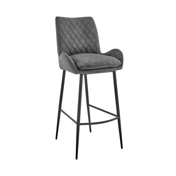 Charcoal Bar Stool - Modern Kitchen & Pub Seating - Black Metal Legs