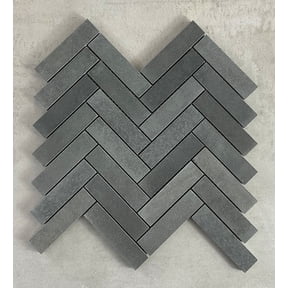 Charcoal Basalt Stone Herringbone Mosaic Tile Matte Wall & Floor Tile (10 Sheets per Box)