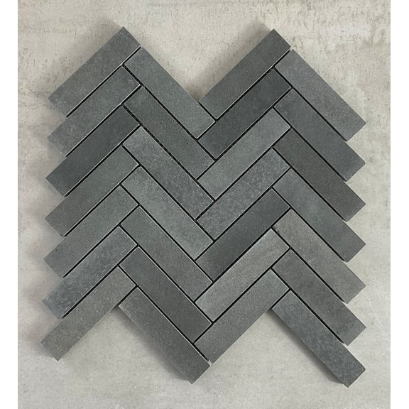 Charcoal Basalt Stone Herringbone Mosaic Tile Matte Wall & Floor Tile (10 Sheets per Box)