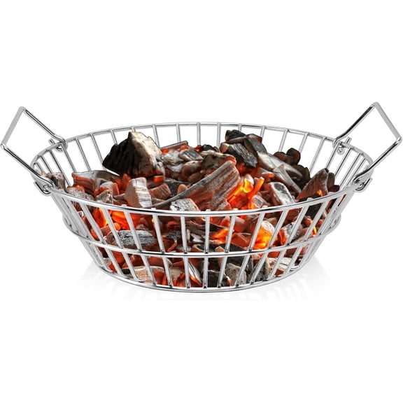 Charcoal Basket, Stainless Steel Grill Ash Basket Fits for Big Green Egg Large/Kamado Joe Classic, Durable Folding Handle