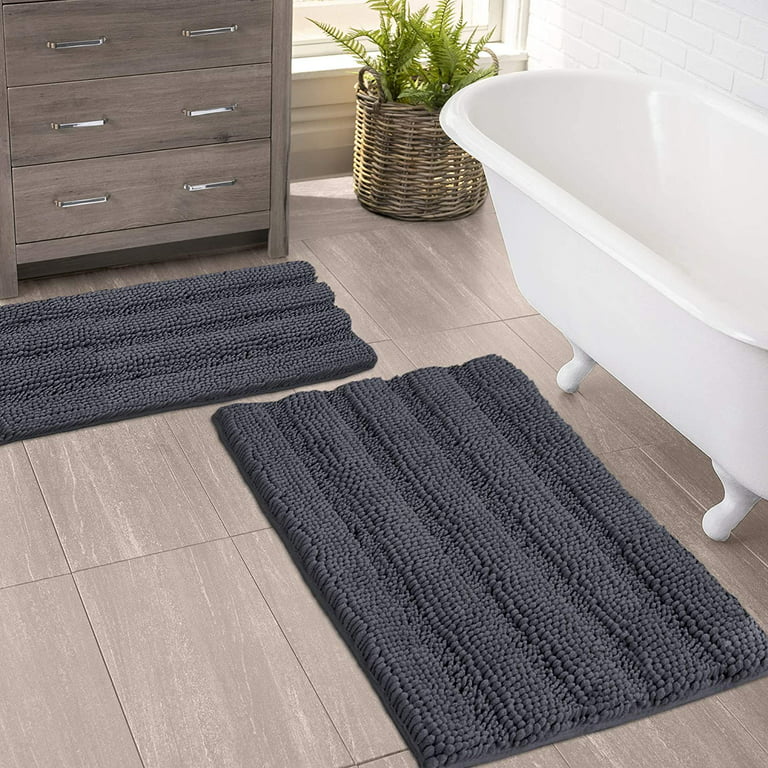 Deconovo Grey Bathroom Rugs, 17x24, Bath Mats for Bathroom Non Slip,  Absorbent Shower Rugs, Soft Chenille Bath Carpet, Small Bath Mat Floor Mat  for