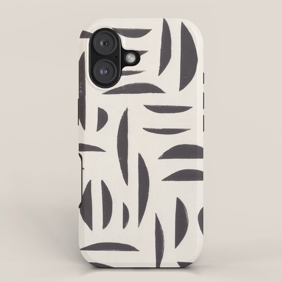 Charcoal Brushstroke Shapes on Off-White Tough Case for Apple iPhone Series, Dual-Layer Polycarbonate and TPU